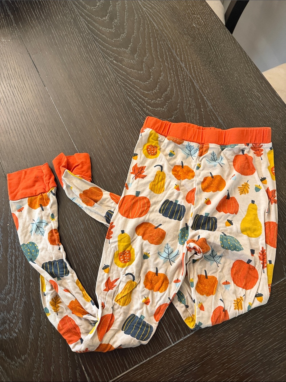 Little Sleepies Kids Bamboo Pumpkin Gourd Print Pajama Set Orange Size 7/8 - Picture 5 of 7